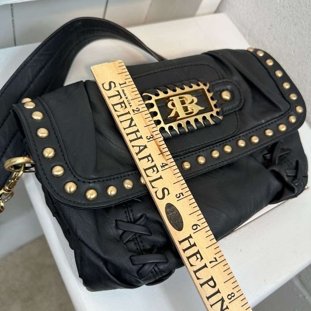 Black Rivet Biker Babe Gold Rivet Thick Strap Motorcycle Bag Bike Purse Harley - Picture 14 of 16